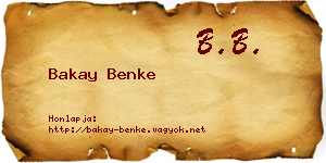 Bakay Benke névjegykártya